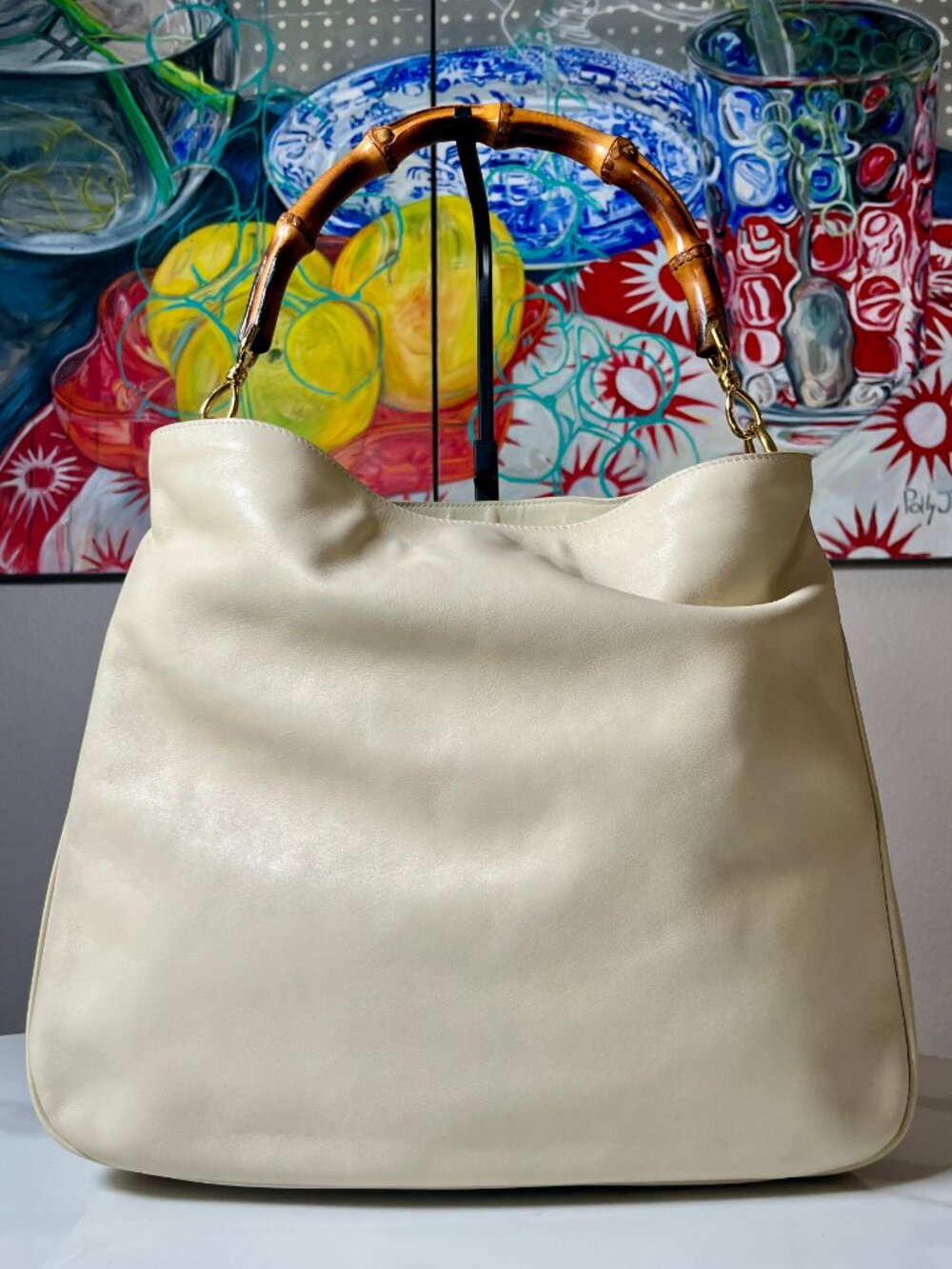 Gucci Tom Ford Vintage Y2K Bamboo Cream Calf Leather Hobo - Picture 2 of 16